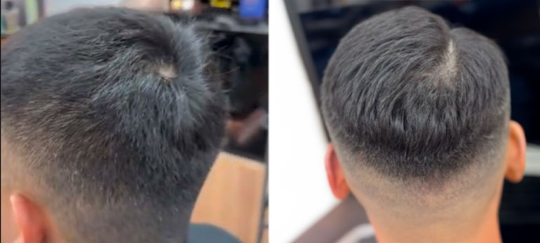 男性超短髮燙髮前後對比圖
