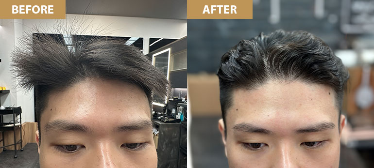 男性燙髮前後對照圖