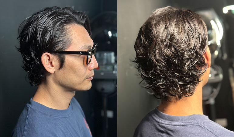 中長髮男性燙髮成果圖一